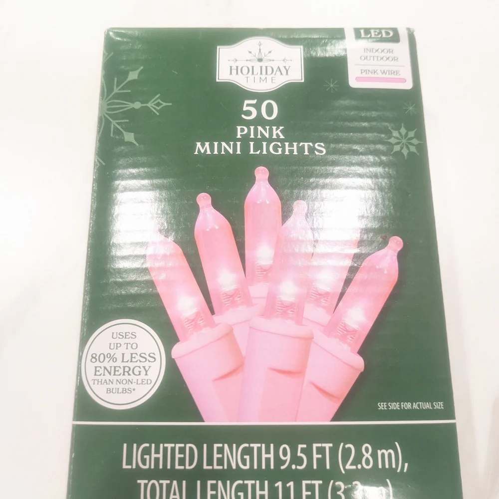 Holiday Time Pink Mini Lights